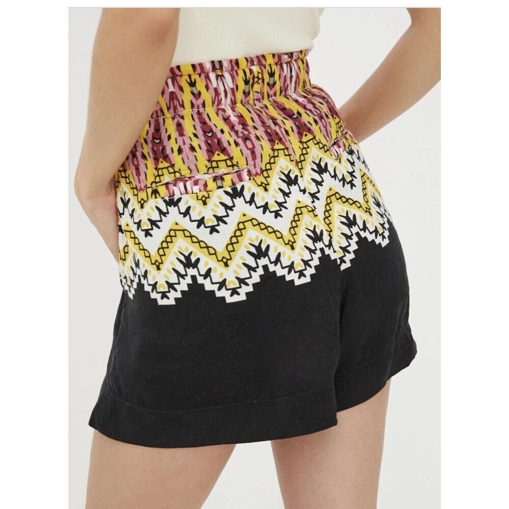 Anthropologie Boho Linen Blend Shorts Tie Front High-Waist Women's Sz MP Medium